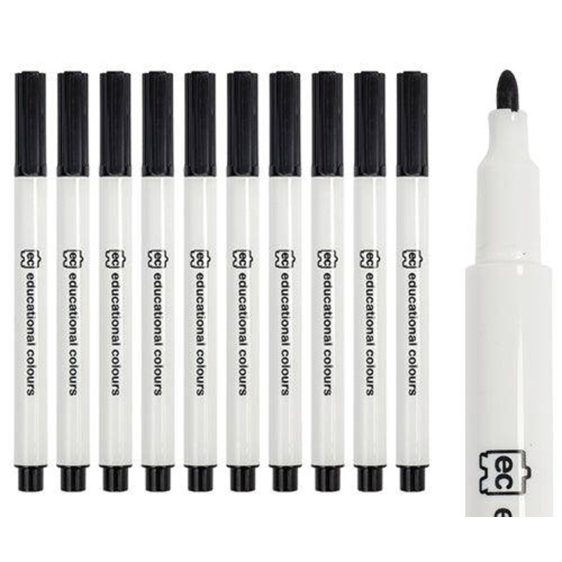 EC Whiteboard Markers 2.9mm Bullet Black Pack of 10