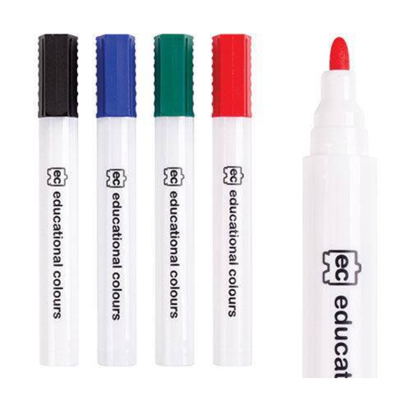 EC Whiteboard Markers Thick Coloured Pack of 4