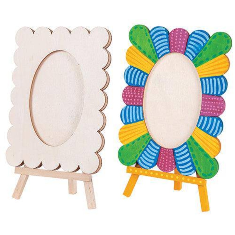Wooden Wavy Photo Frame 11 x 15cm + Easel Pack of 5