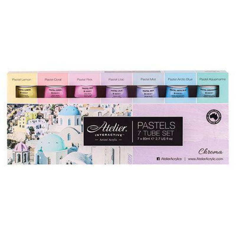 Atelier Interactive Acrylic Paint Set 80mL Pastel Pack of 7
