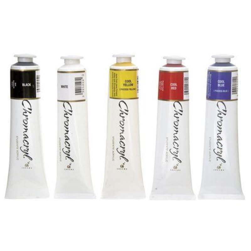 Chromacryl Acrylic Paint Tube Blisterpack Pack of 5