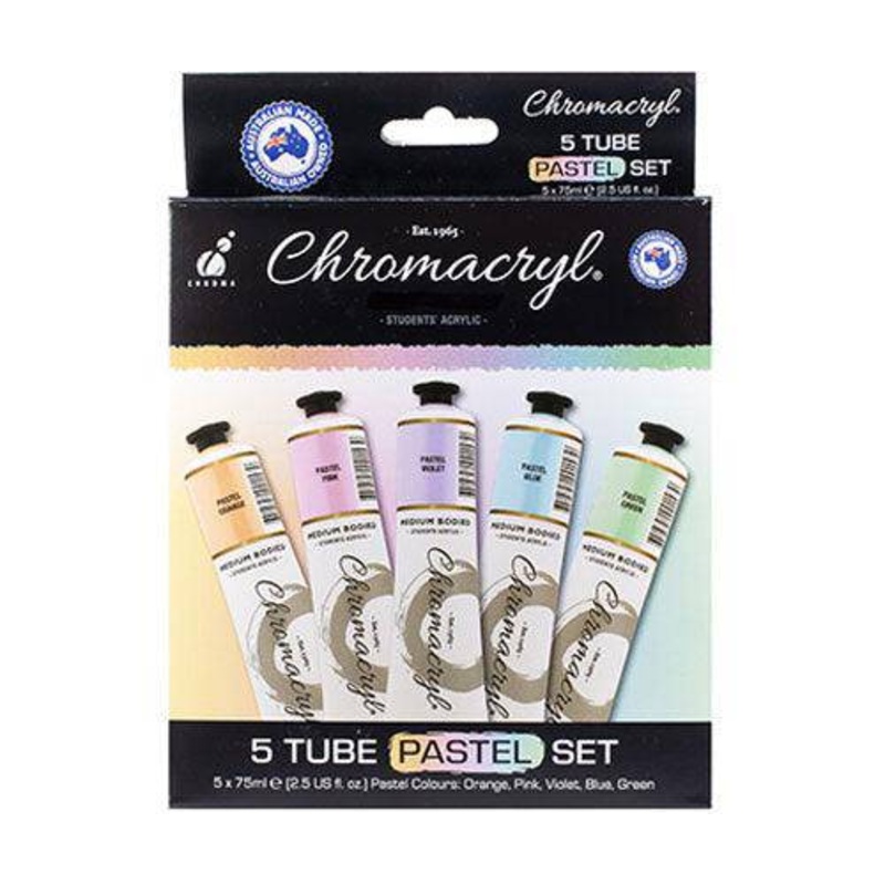 Chromacryl Pastel Paint 75mL Pack of 5