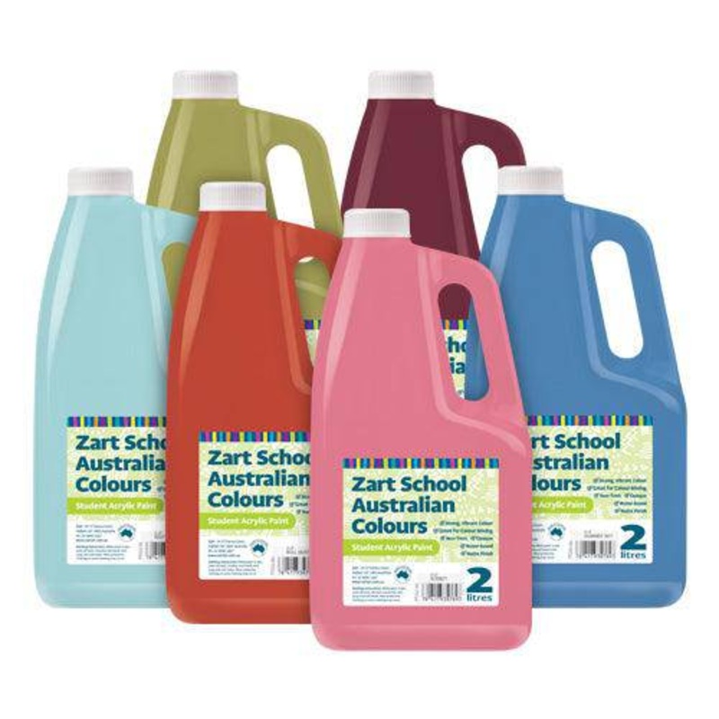 School Australian Colours Acrylic Paint 2L Pack of 6