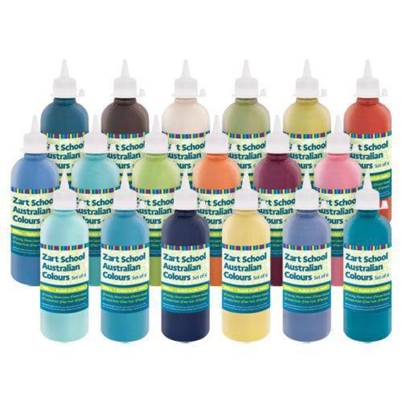 School Australian Colours Acrylic Paint 500mL Pack of 18