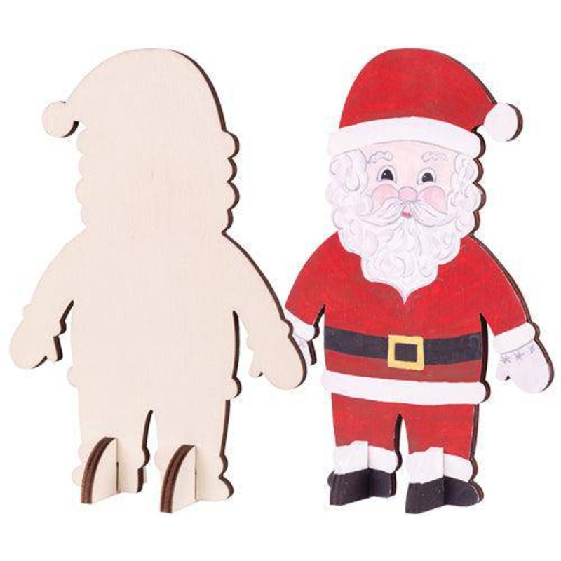 Wooden Standing Santa Pack of 10