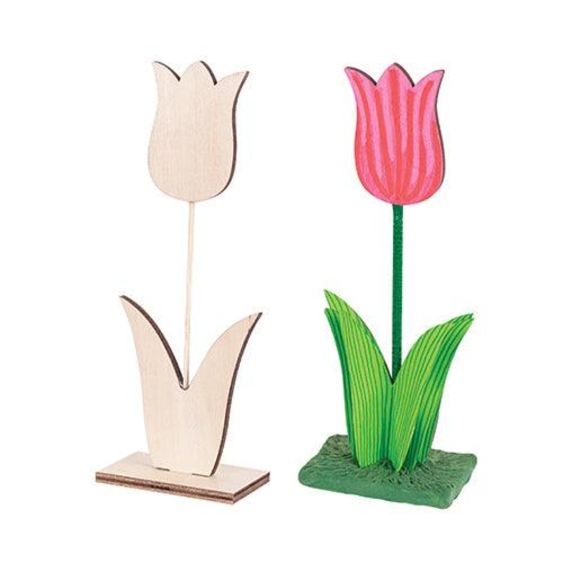 Wooden Tulip on Stand Pack of 10