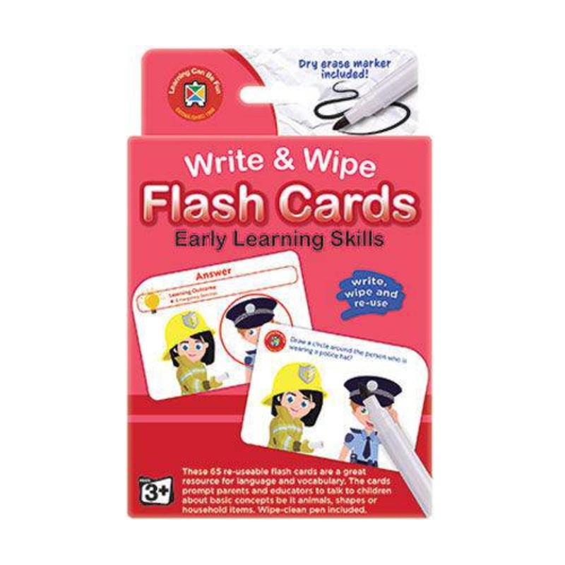 Write and Wipe Flash Cards Early Learning Skills with Marker