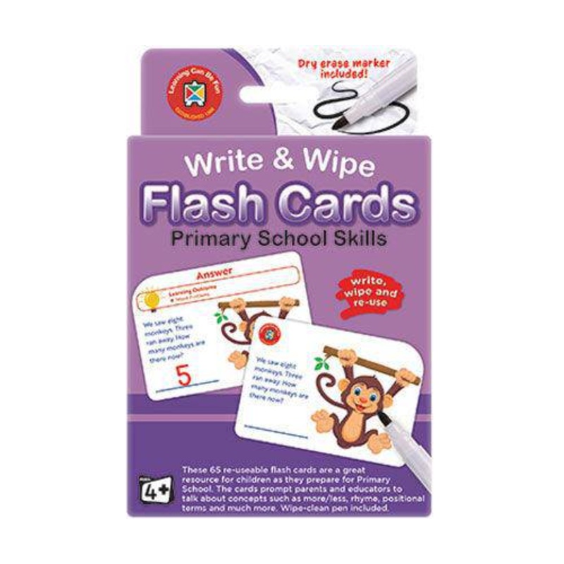 Write and Wipe Flash Cards Primary School Skills with Marker