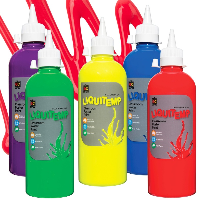 EC Liquitemp Poster Paint Fluorescent 500mL Pack of 8