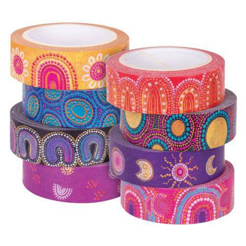 Washi Tape Contemporary Australian Indigenous Pack of 8 – Designed by Jo Wilson