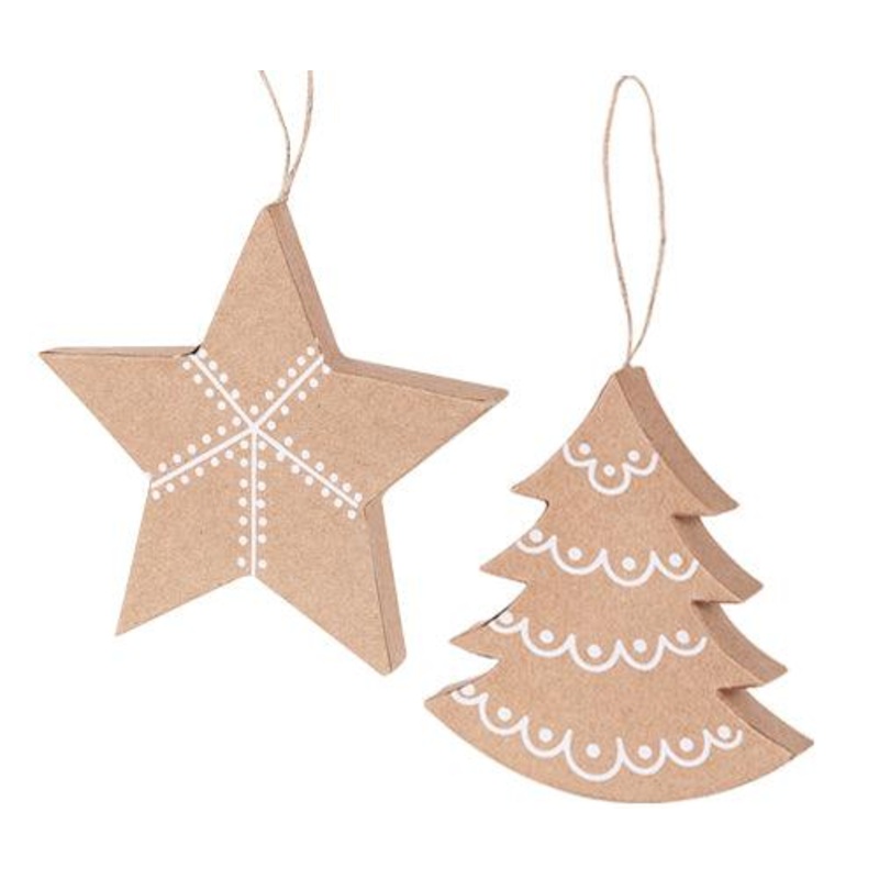 3D Tree and Star Ornaments Pack of 10