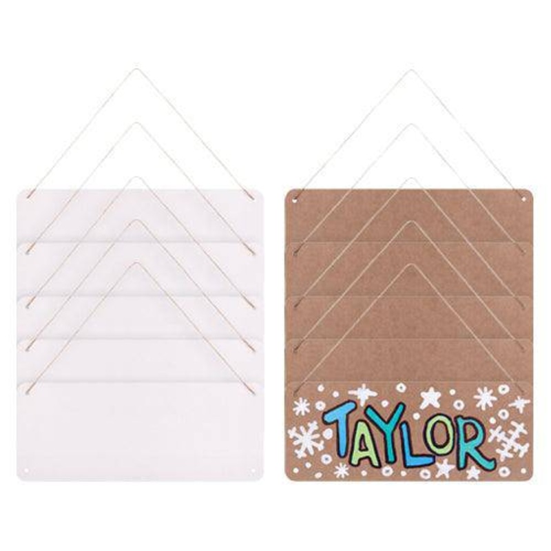 Hanging Signage Board White and Kraft