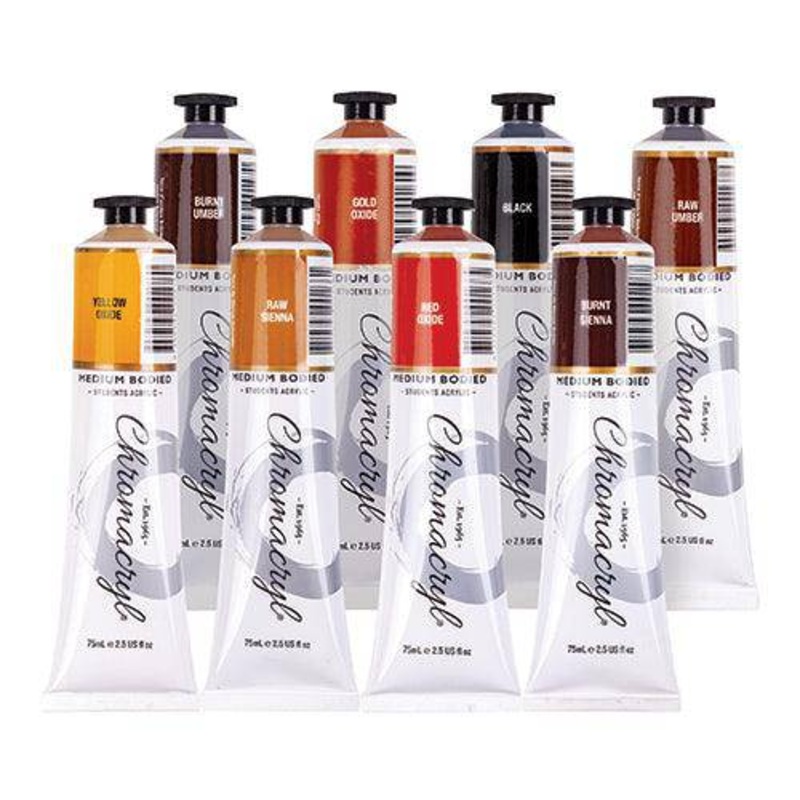 Chromacryl Acrylic Paint Earth Set Pack of 8