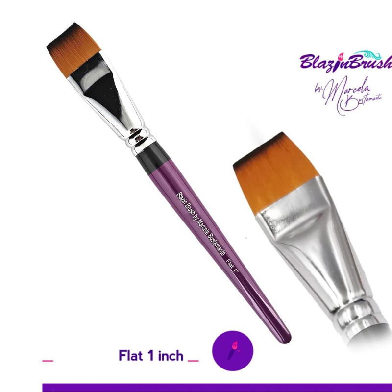 Blazin Face Painting Brush by Marcela Bustamante – Wooden Handle -1 Flat