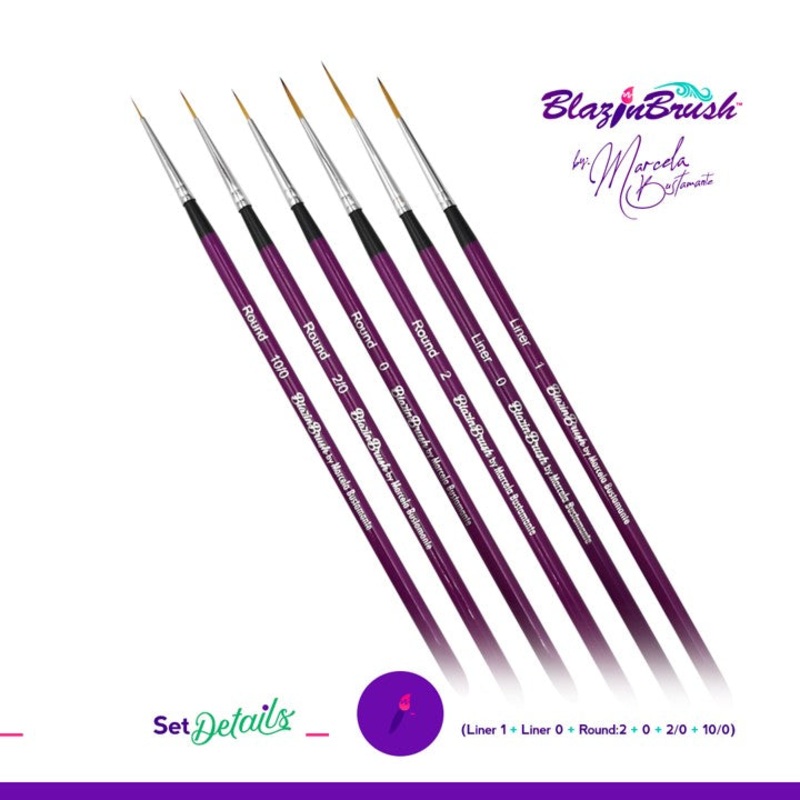 Blazin Face Painting Brushes by Marcela Bustamante – Set of 6 DETAILS COLLECTION