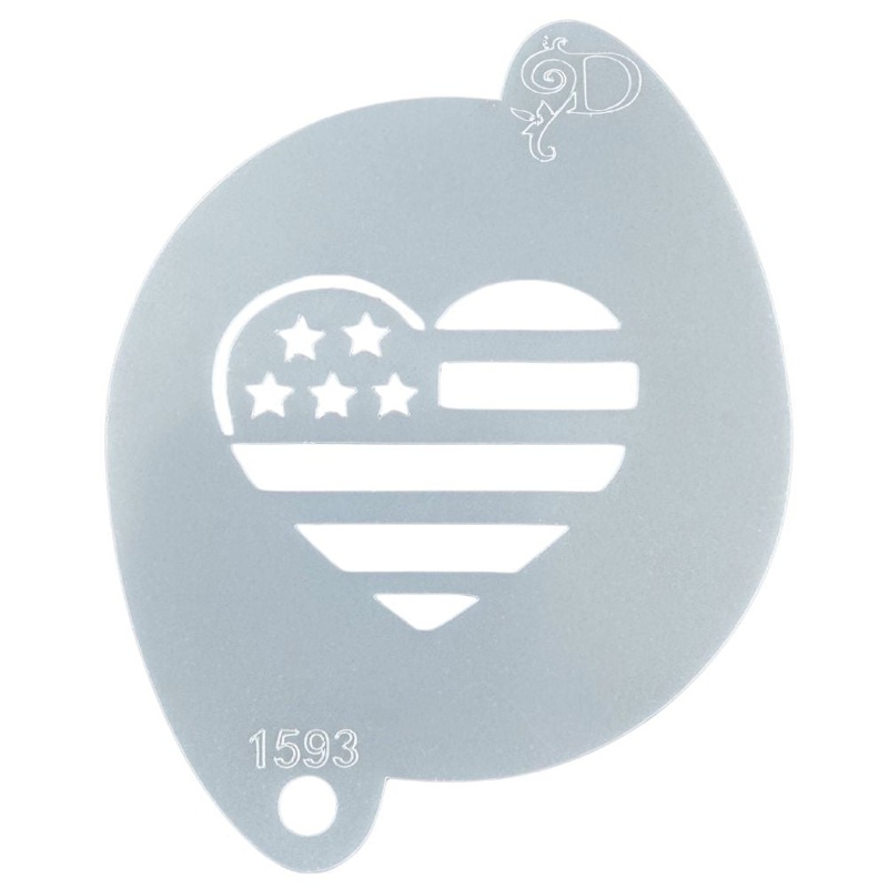 Diva Stencils | Face Painting Stencil | Heart Flag (1593)