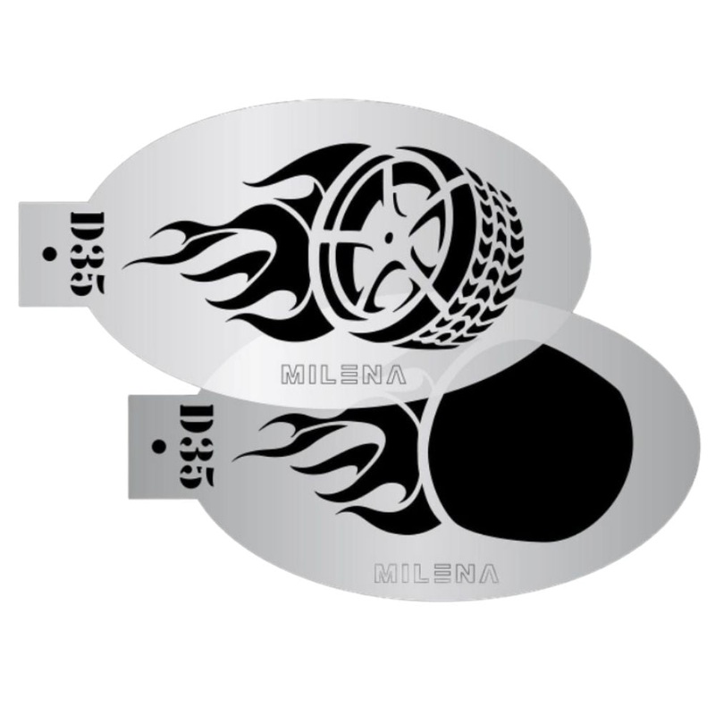 MILENA STENCILS | Face Painting Stencil –  (Flaming Tire Set)  D35