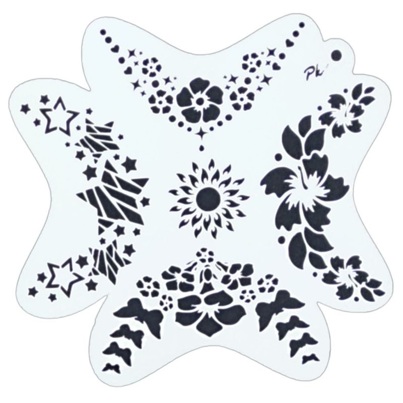 PK | FRISBEE Face Painting Stencil | NEW Mylar – Flowers and Stars – B1