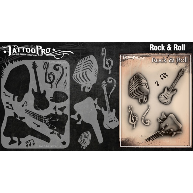 Tattoo Pro 116 – Body Painting Stencil – Rock & Roll