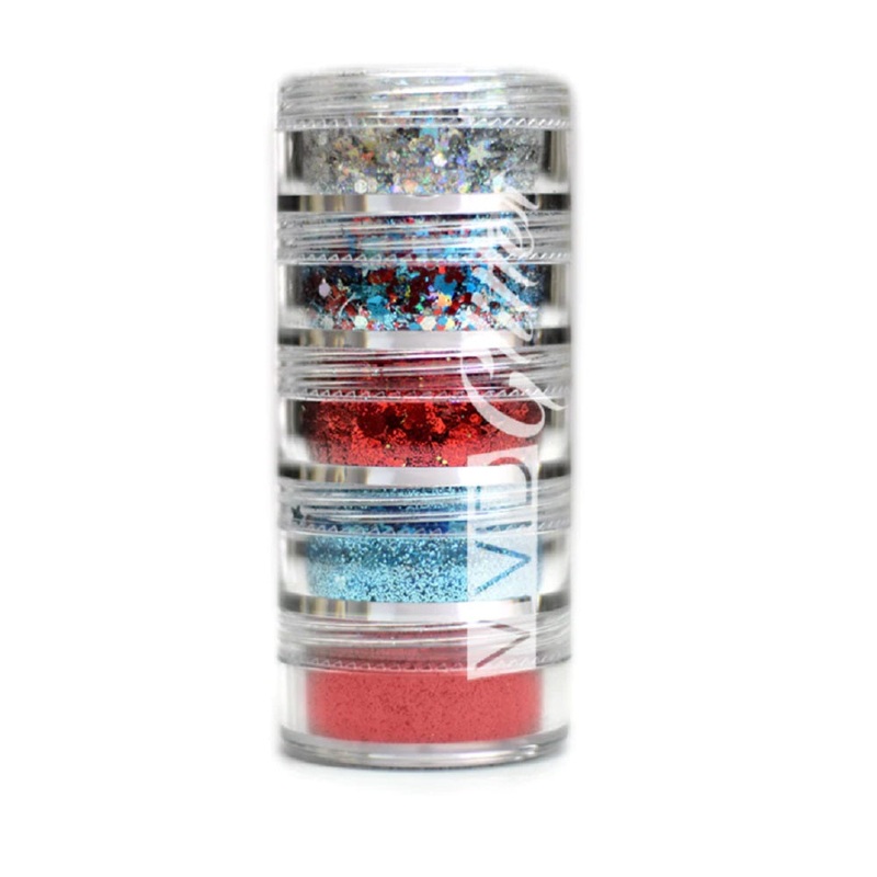 VIVID Glitter | Loose Chunky and Fine Glitter | Small PATRIOTIC Stack (Set of 5 x 7.5gr Jars)