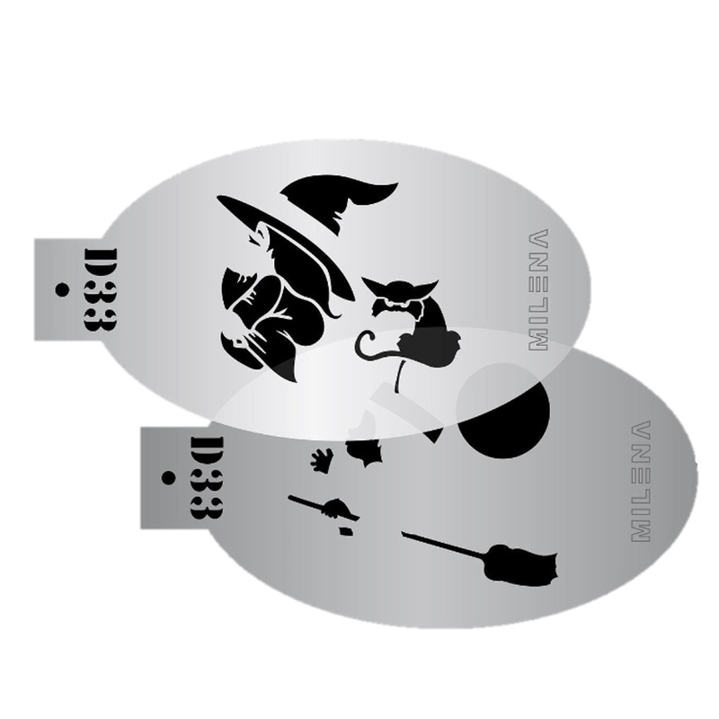MILENA STENCILS | Face Painting Stencil –  (Witch and Black Cat)  D33