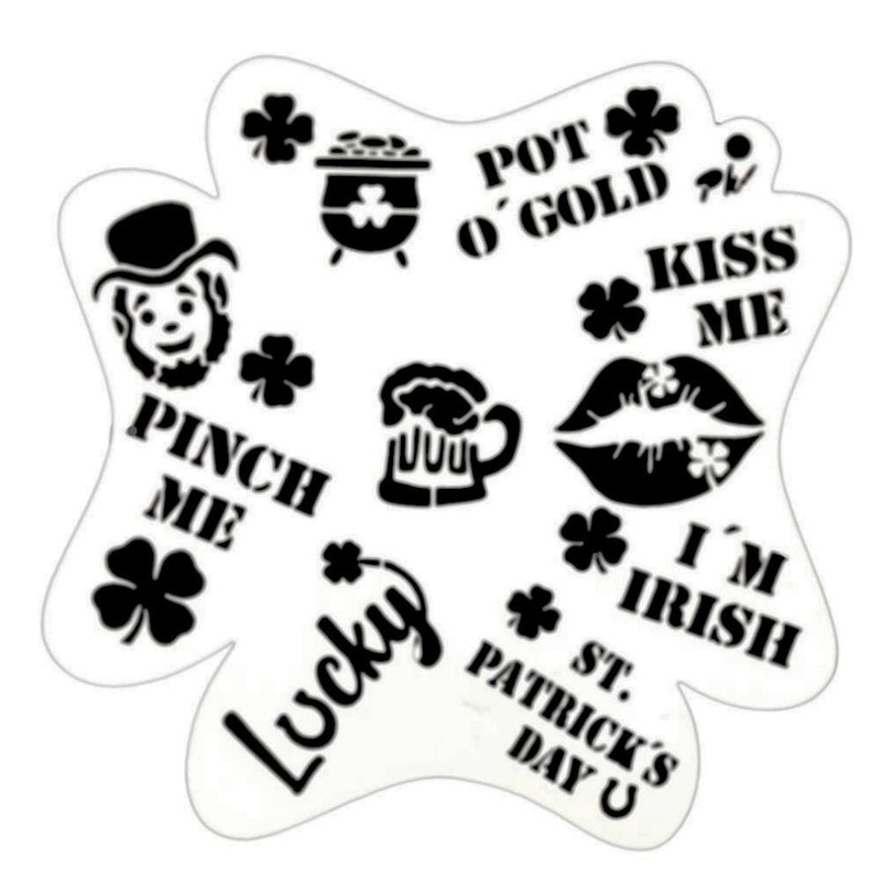 PK | FRISBEE Face Painting Stencil | NEW Mylar – Happy St. Patrick’s Day –  D6