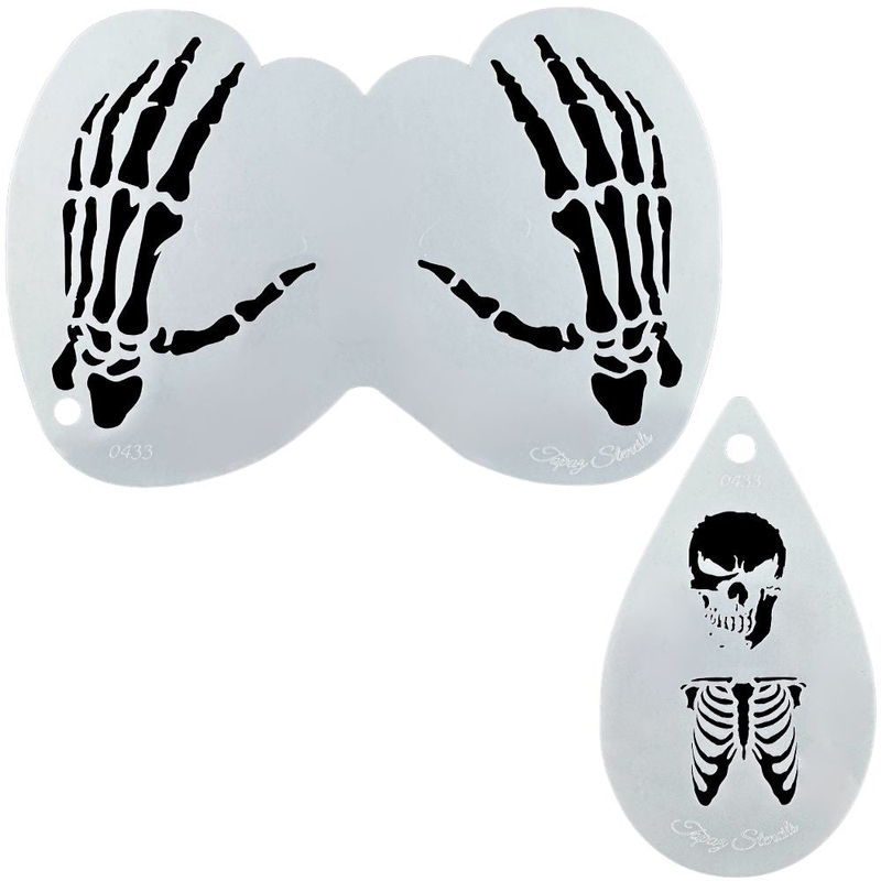 Topaz Stencils | Face Painting Stencil – BIG Skeleton Hands Flutter Eye (0433)