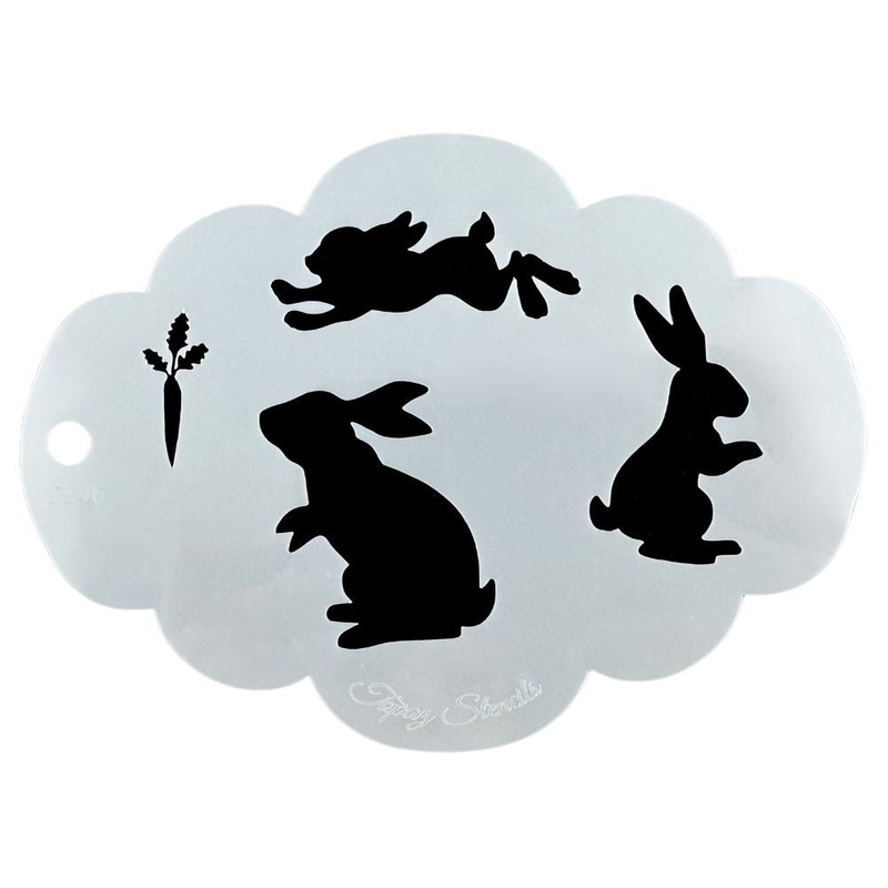 Topaz Stencils | Face Painting Stencil – Bunnies and Carrot (0246)