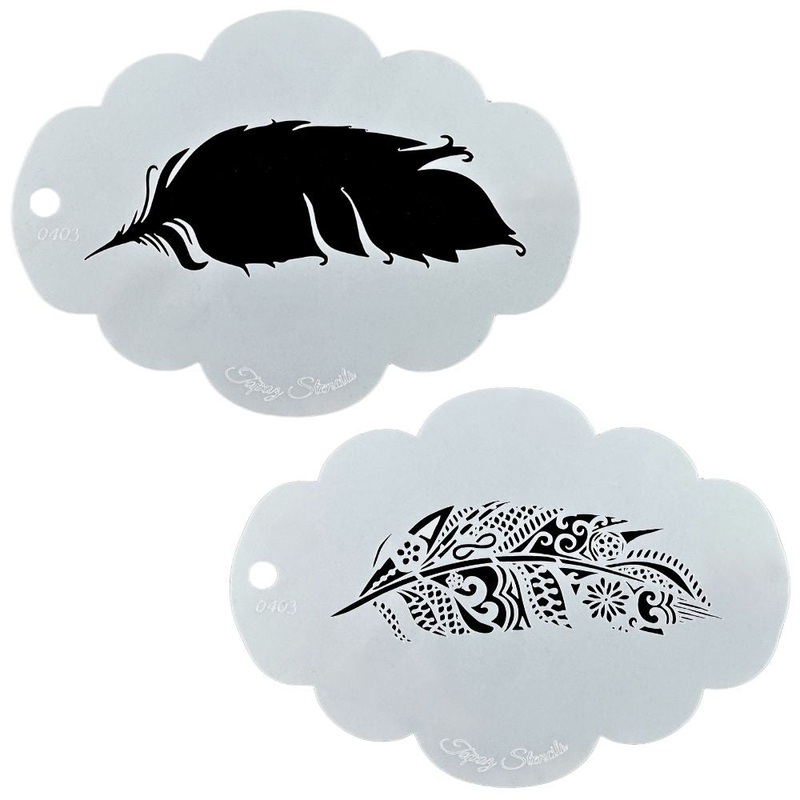 Topaz Stencils | Face Painting Stencil – Doodle Feather Set (0403)