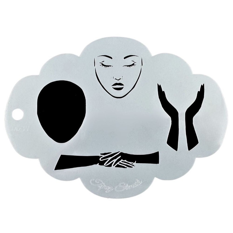 Topaz Stencils | Face Painting Stencil – Feminine Face and Hands #2 (0637)