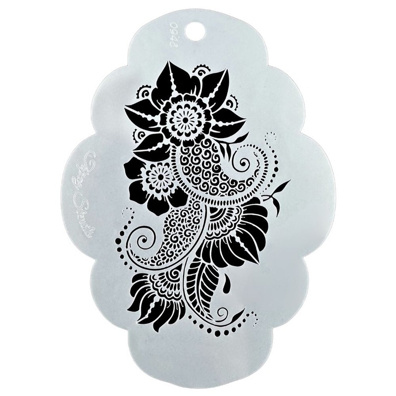 Topaz Stencils | Face Painting Stencil – BIG Henna Flowers – Destiny (0948)
