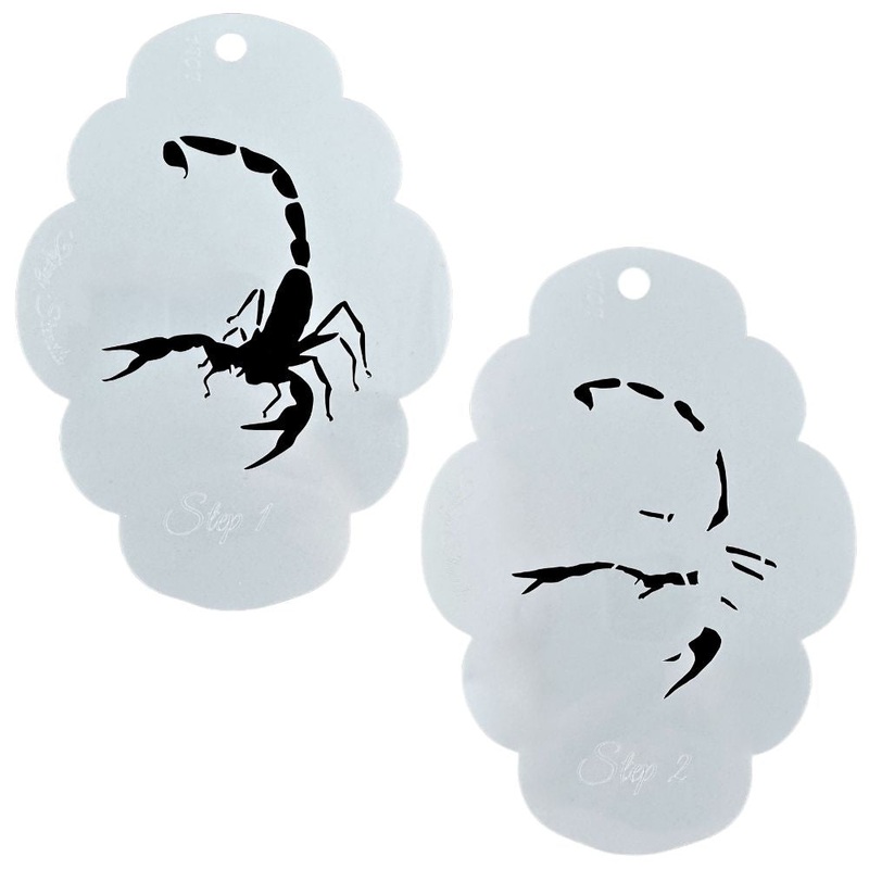 Topaz Stencils | Face Painting Stencil – BIG Scorpion Sting 2 pc Set by Bianca (01707)