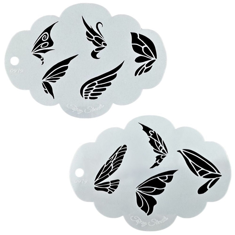 Topaz Stencils | Face Painting Stencil – Fairy Wings Set (0979)