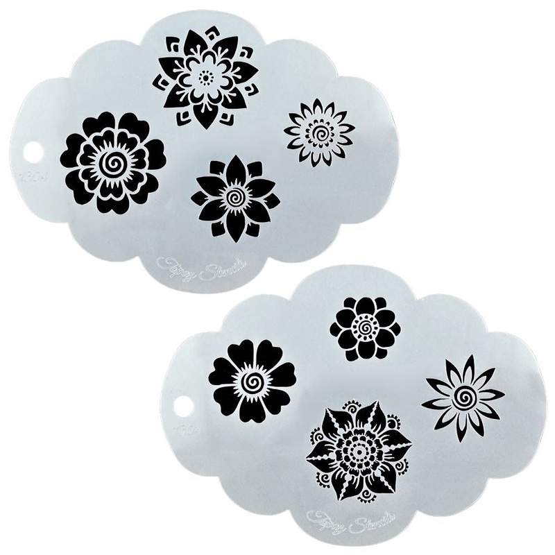 Topaz Stencils | Face Painting Stencil – Henna Flower Set (01304)