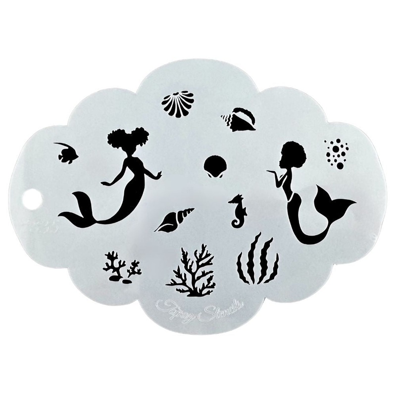 Topaz Stencils | Face Painting Stencil – Summer’s Ocean Mermaids –  (1835)