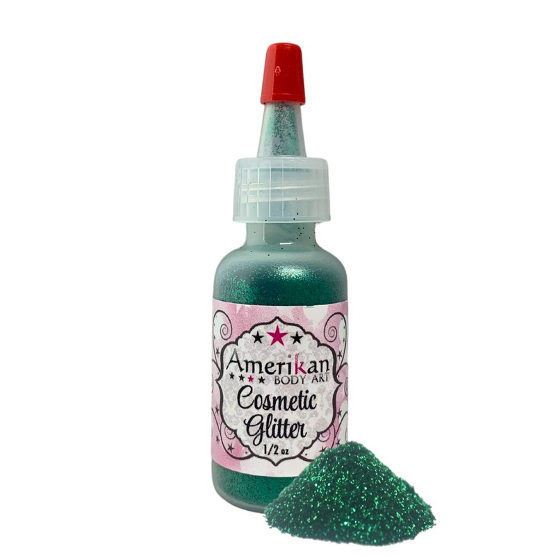 Amerikan Body Art | Face Paint Glitter Poof – Opaque Emerald Green (1/2oz) #10