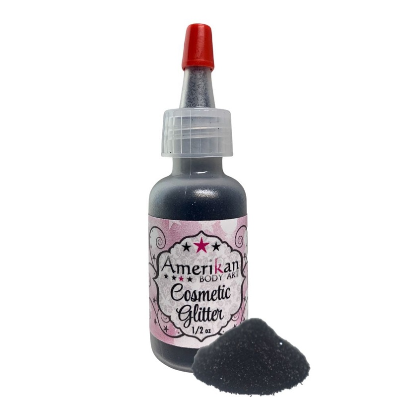 Amerikan Body Art | Face Paint Glitter Poof – Opaque Matte Jet Black (No Sparkle) (1/2oz) #31