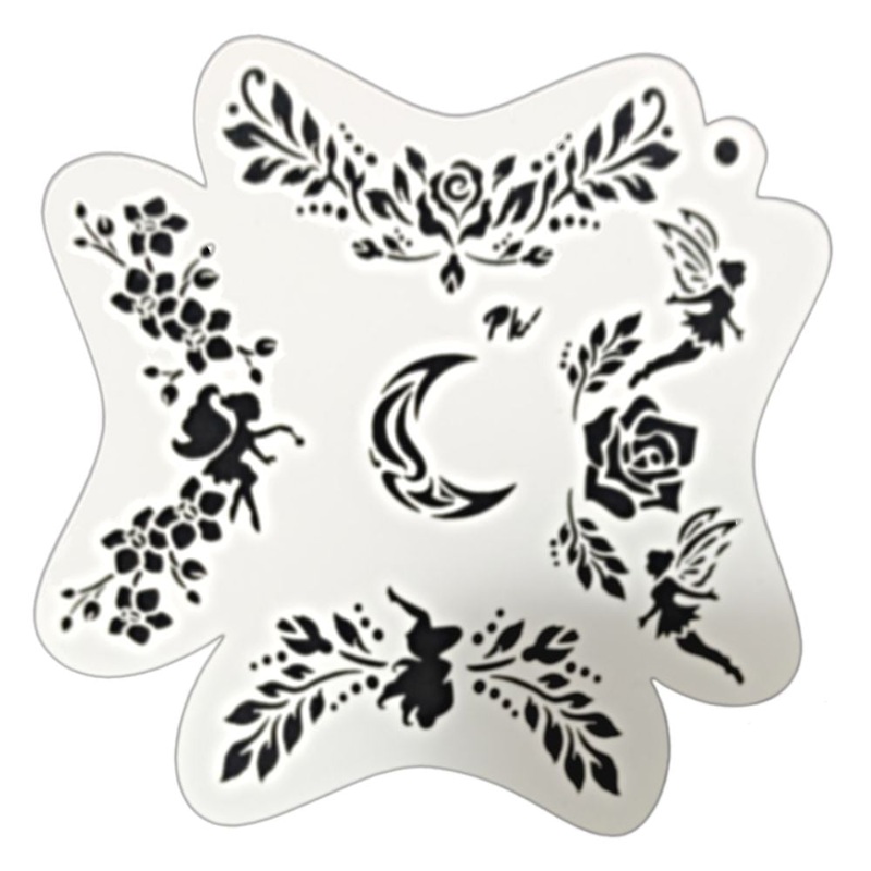 PK | FRISBEE Face Painting Stencil | NEW Mylar – Fairies and Flowers – C6