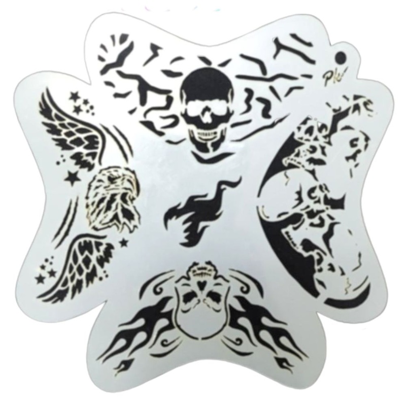 PK | FRISBEE Face Painting Stencil | New Mylar – Skulls and Eagle – G6
