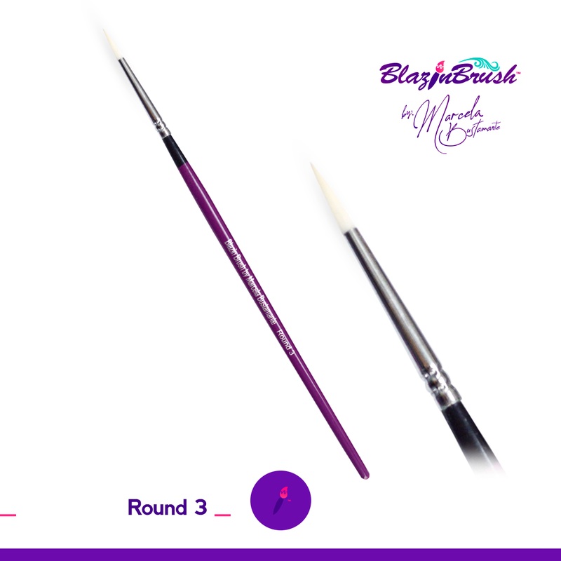 Blazin Face Painting Brush by Marcela Bustamante – Round 3 (White Bristles)