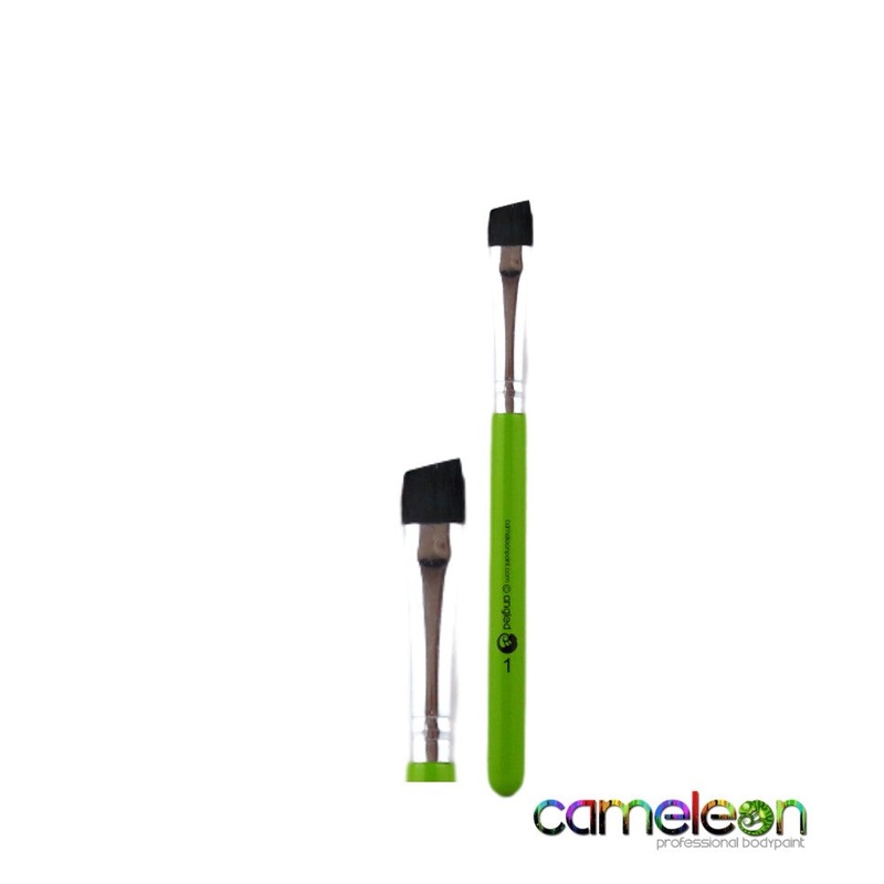 Cameleon Face Painting Brush –  Angle Brush #1 – 3/8  (short green handle) – DISCONTINUED