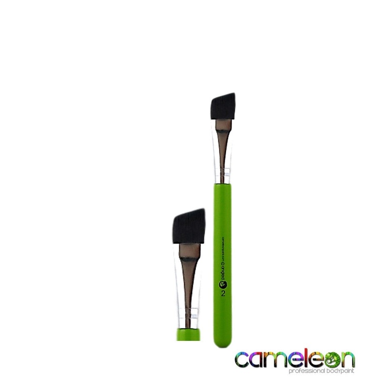 Cameleon Face Painting Brush – Angle Brush #2 – 5/8  (short green handle) – DISCONTINUED