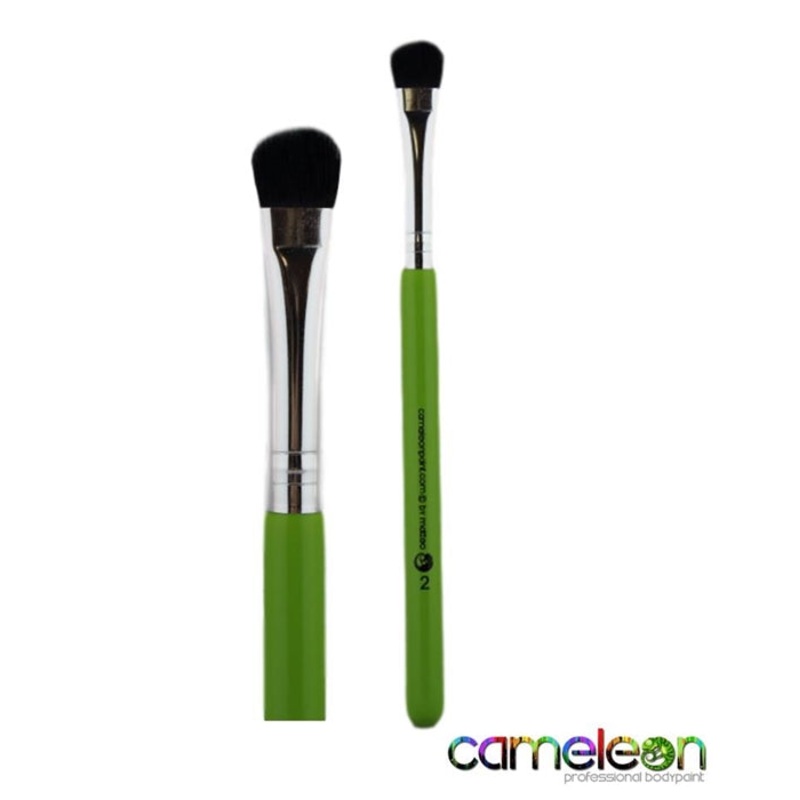 Cameleon | Face Painting Brush – Medium BLENDER # 2 – short green handle – (1/2) – DISCONTINUED