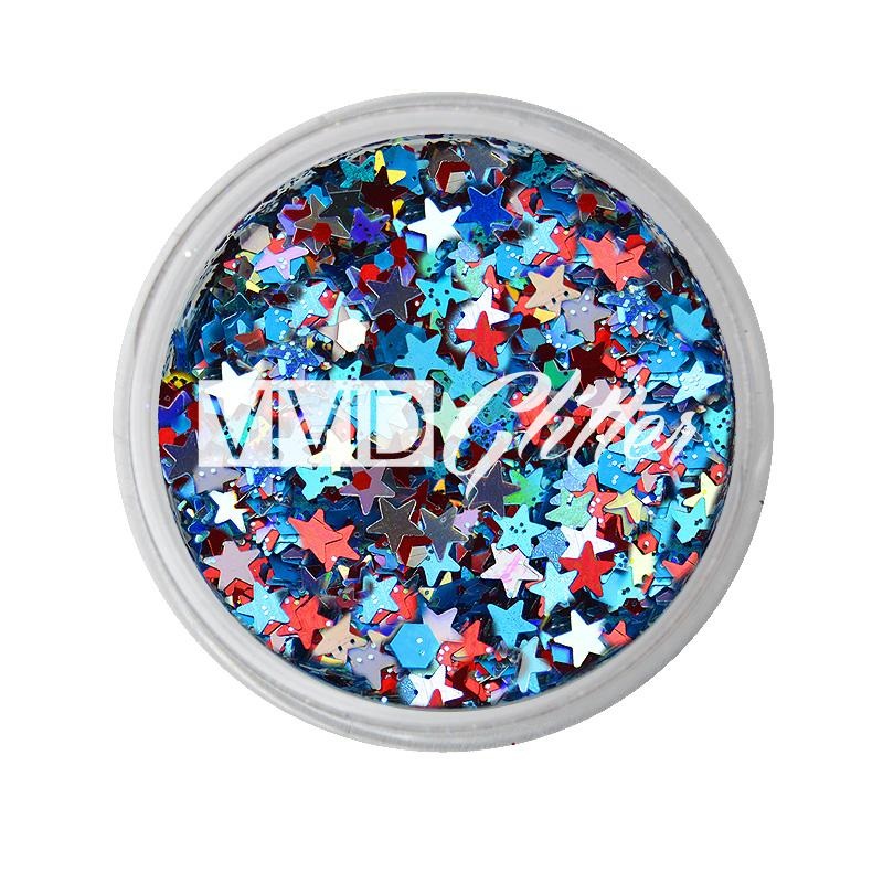 VIVID Glitter | LOOSE Chunky Hair and Body Glitter – RED WHITE AND BLUE / BOOM (7.5gr)