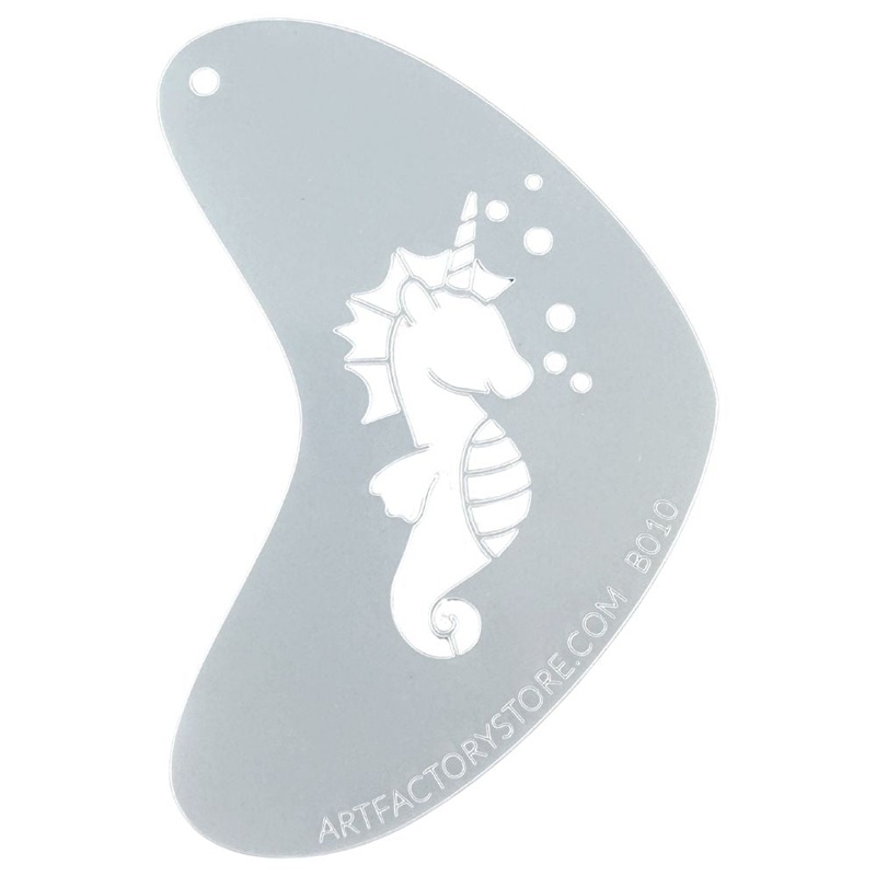 Art Factory – Boomerang Face Painting Stencil – Seahorse Unicorn (B010)