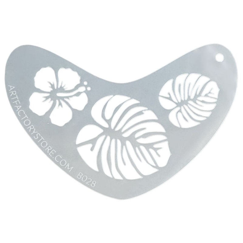 Art Factory – Boomerang Face Painting Stencil – Tropical Flower and Leaves (B028)
