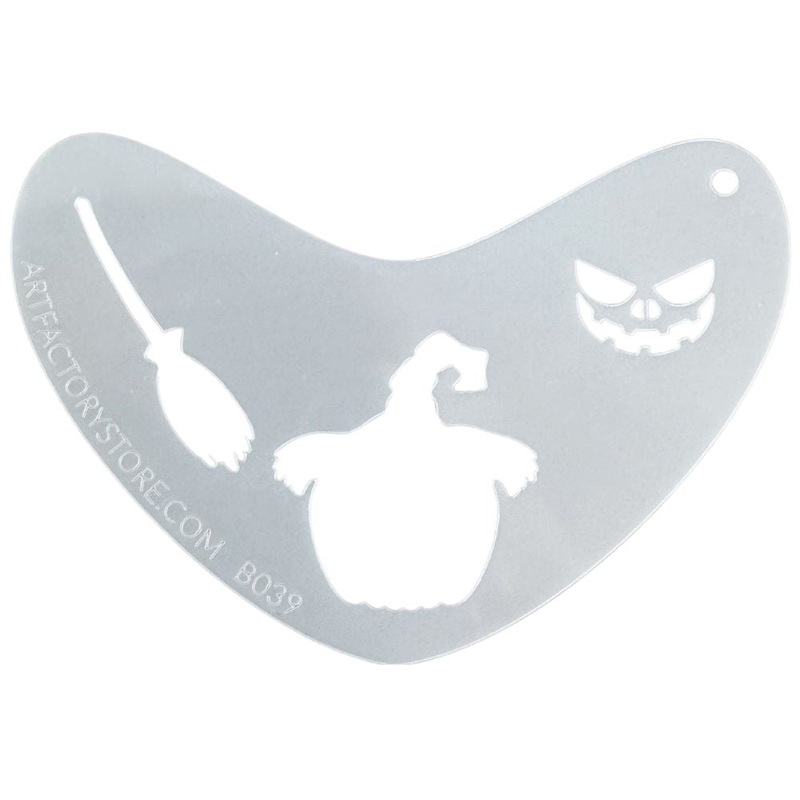 Art Factory | Boomerang Face Painting Stencil – Spooky Pumpkin w/ Witch Hat (B039)