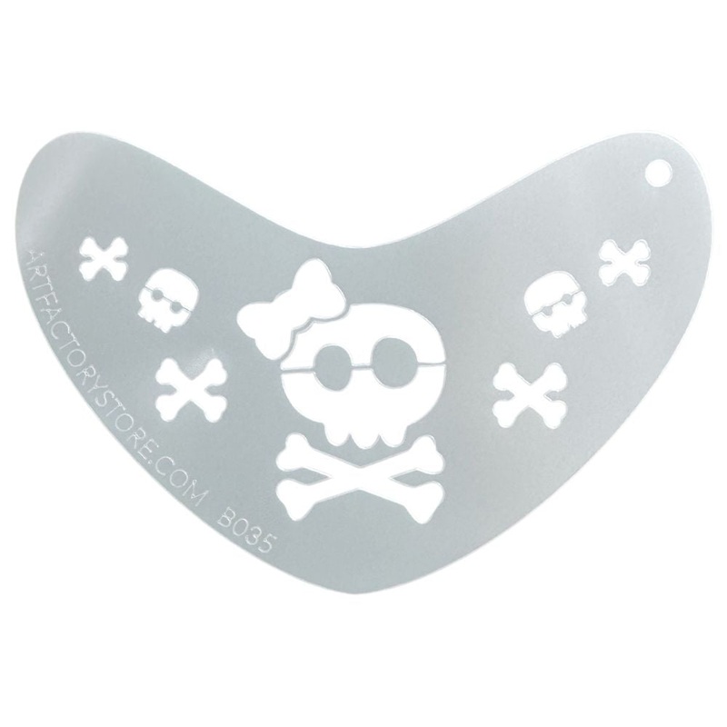Art Factory | Boomerang Face Painting Stencil – Sugar Skull and Cross Bones (B035)