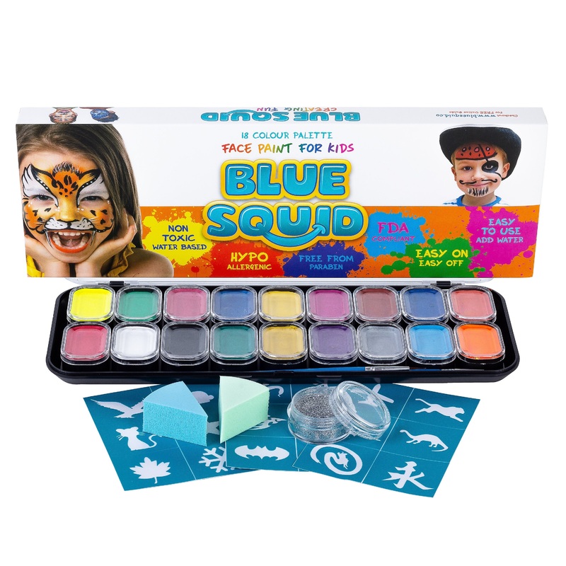 Blue Squid | KID’S Face Paint – LARGE 18 Color Classic Kit (18 X 10ml)