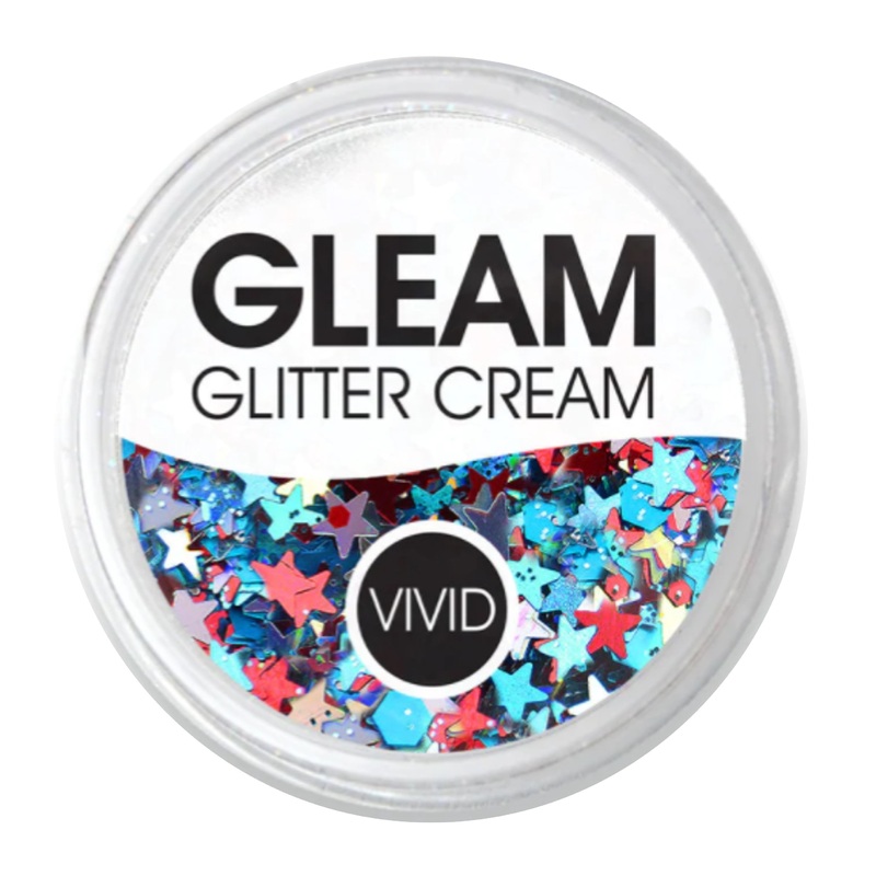 VIVID Glitter |  GLEAM Glitter Cream | Large RED WHITE AND BLUE / BOOM (30gr)